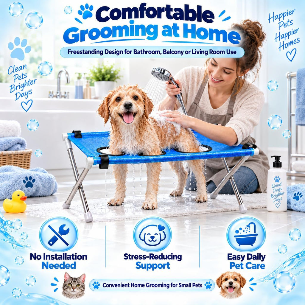 Dog Grooming Hammock with Foldable Stand for Bathing and Showering Pets