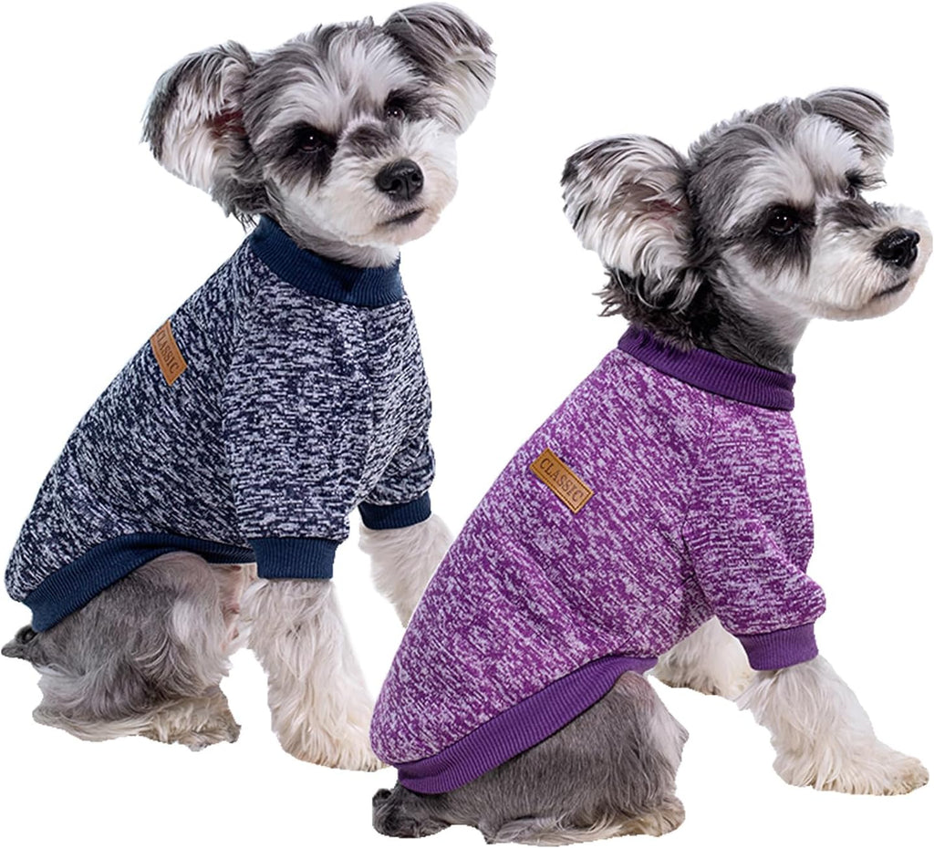 2 Pack Dog Sweaters for Small Dogs & Cat Soft Cute Winter Puppy Clothes