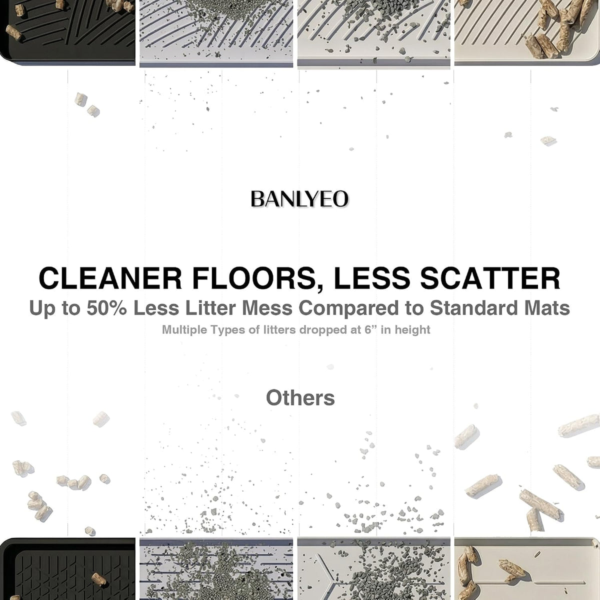 Cat Litter Box Mat - L Large Size 34 x 22 in, Water Proof, Kitty Litter Trapping Mat, Easy to Clean, Scatter Control, Od