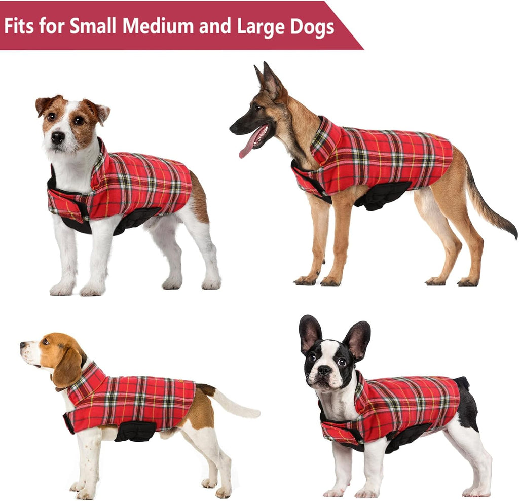 Kuoser Waterproof Dog Coat, Warm Reversible Dog Jacket with Leash Hole