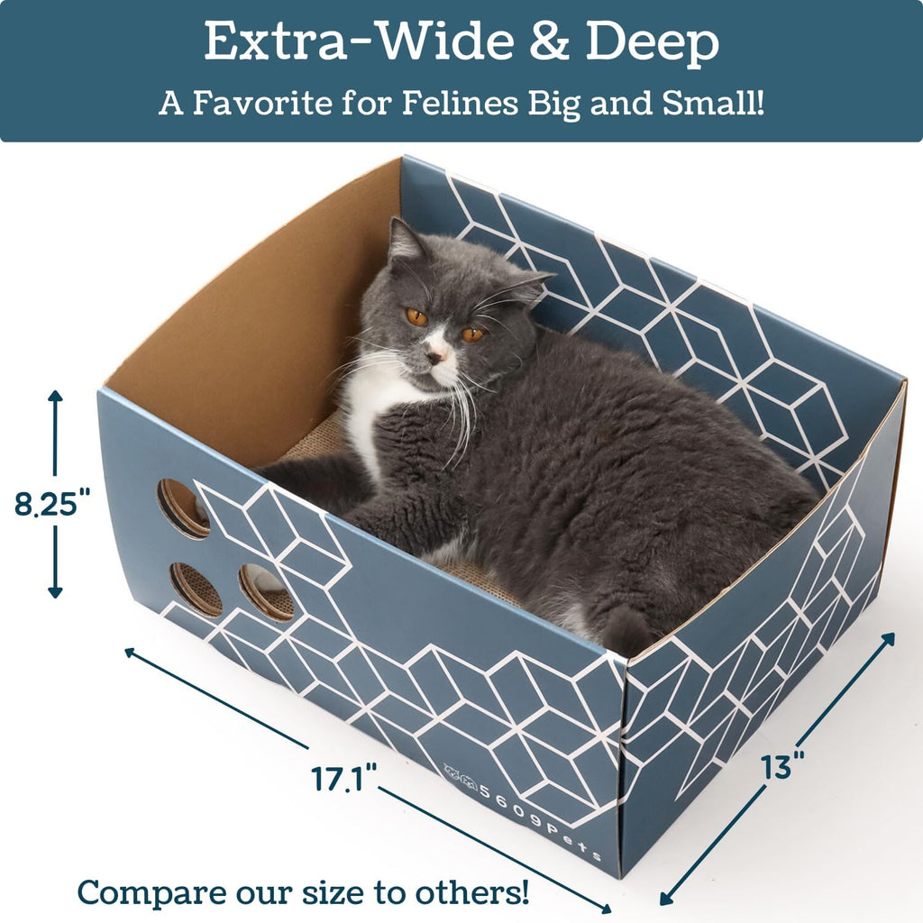 No-Mess Cardboard Cat Scratcher Box - Refillable Double-Sided Scratch Pad