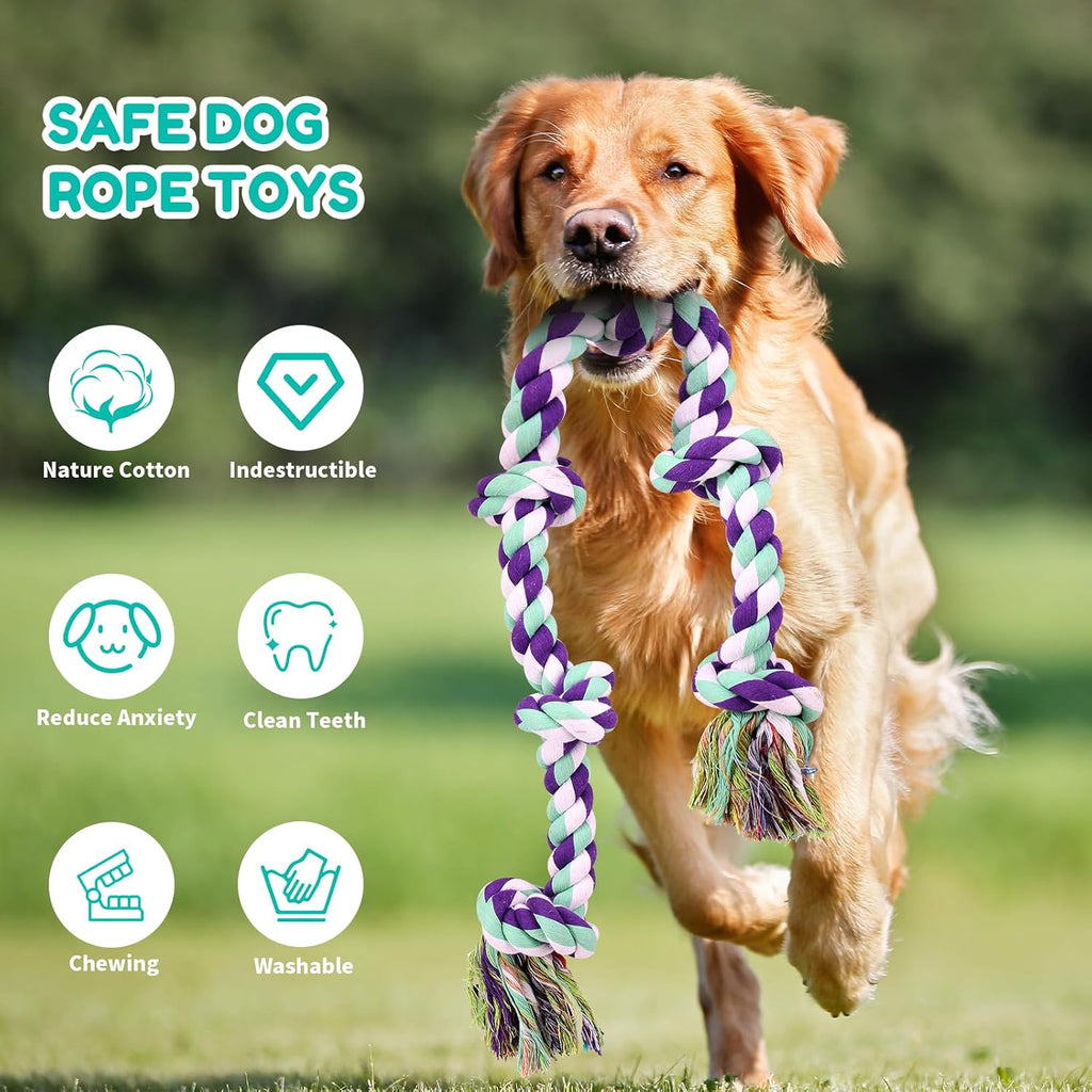 loncoldy Dog Rope Toy 42In 6 Knots Indestructible Natural Cotton - Tough Chew Toys for Medium/Large Breeds Aggressive Ch
