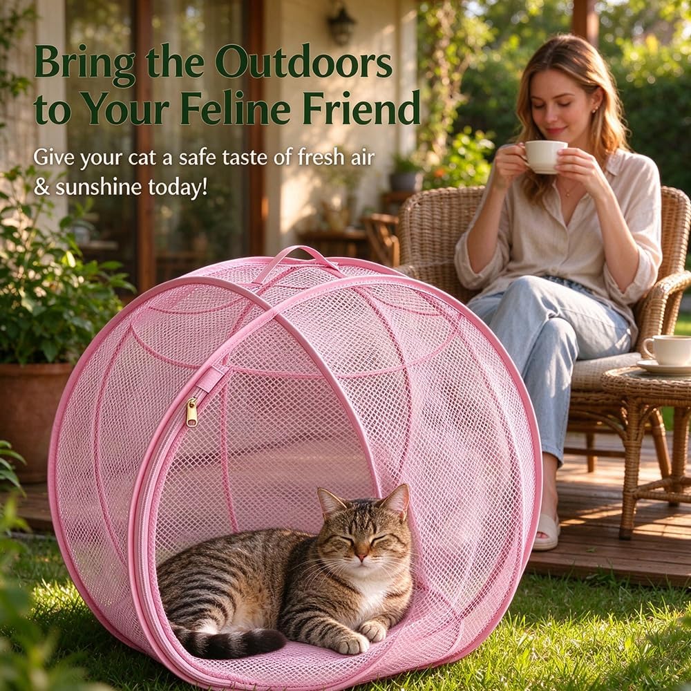 Cat Venture Ball, Pop up Outdoor Cat Enclosure (Green)