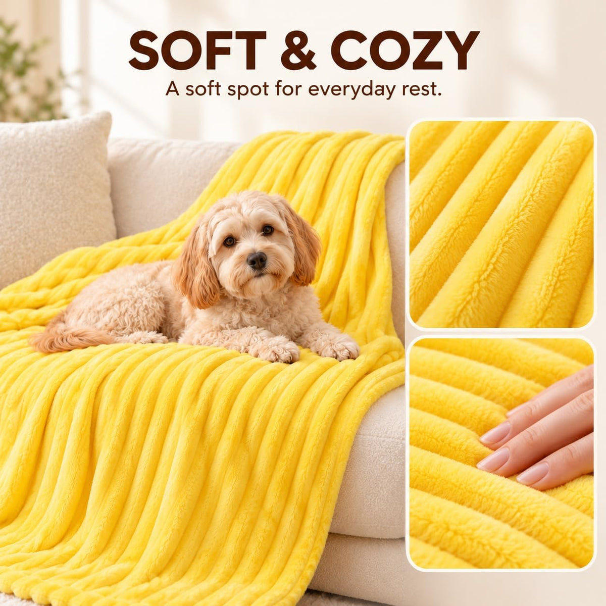 Yellow Dog Blanket Emotional Support Blanket for Dogs (Yellow, 27x39in)