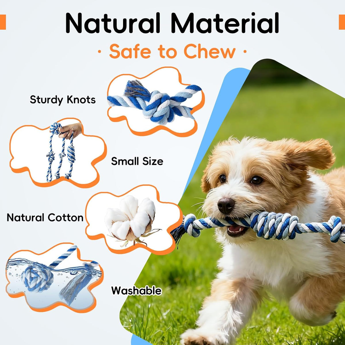 wodoca Dog Rope Toys 4 Pack, Puppy Teething Cotton Knot Chew Rope for Small Medium Dogs, Interactive Tug of War Dog Toys