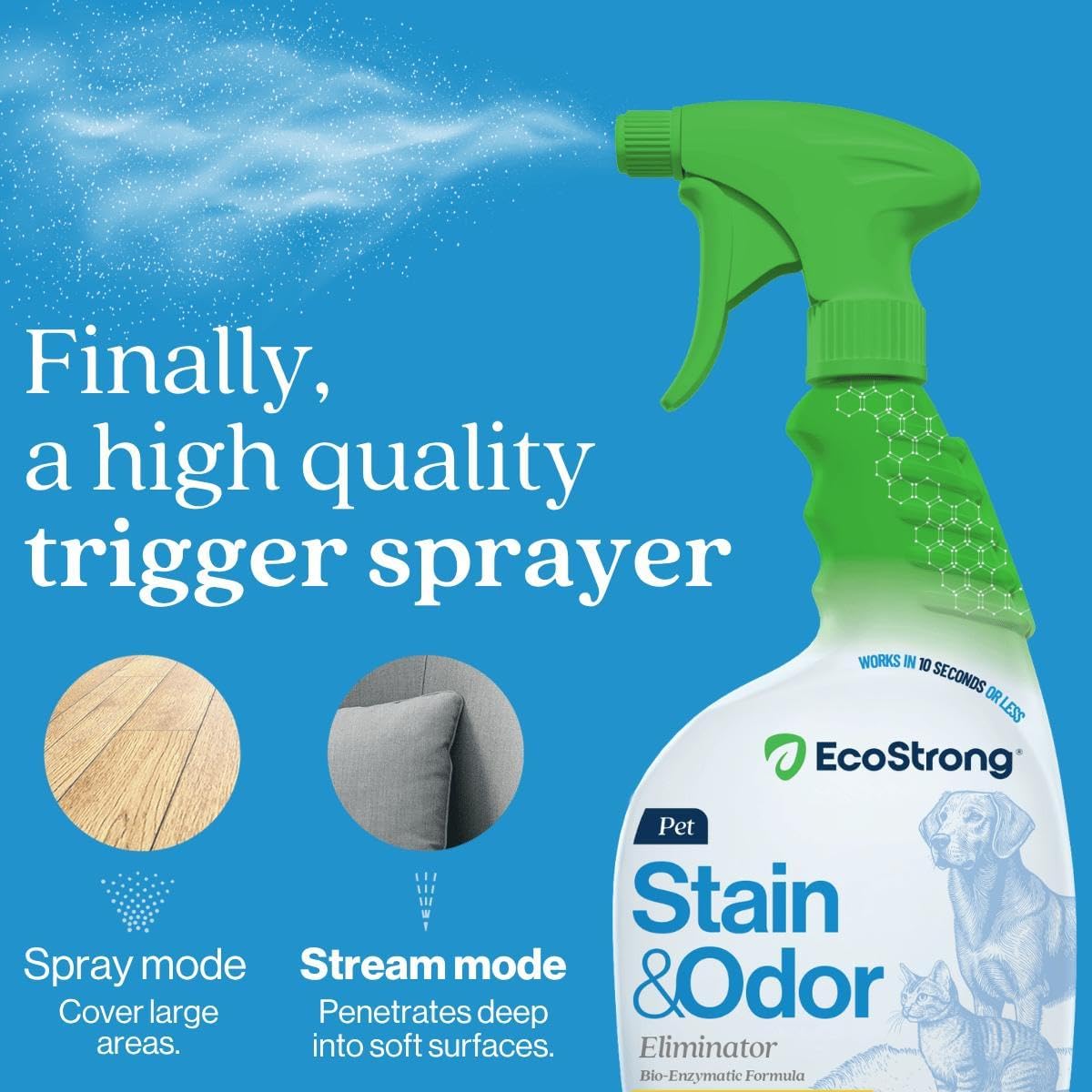 Eco Strong Pet Stain and Odor Remover - Cat Urine Enzyme Cleaner Destroyer, Urine Destroyer for Dogs, Pet Urine Enzyme C