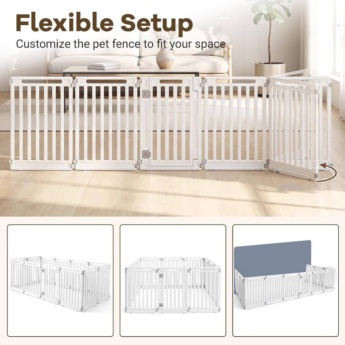 GIANTEX 10 Panel Dog Playpen, 32'' Plastic Pet Fence, Lockable Door, White