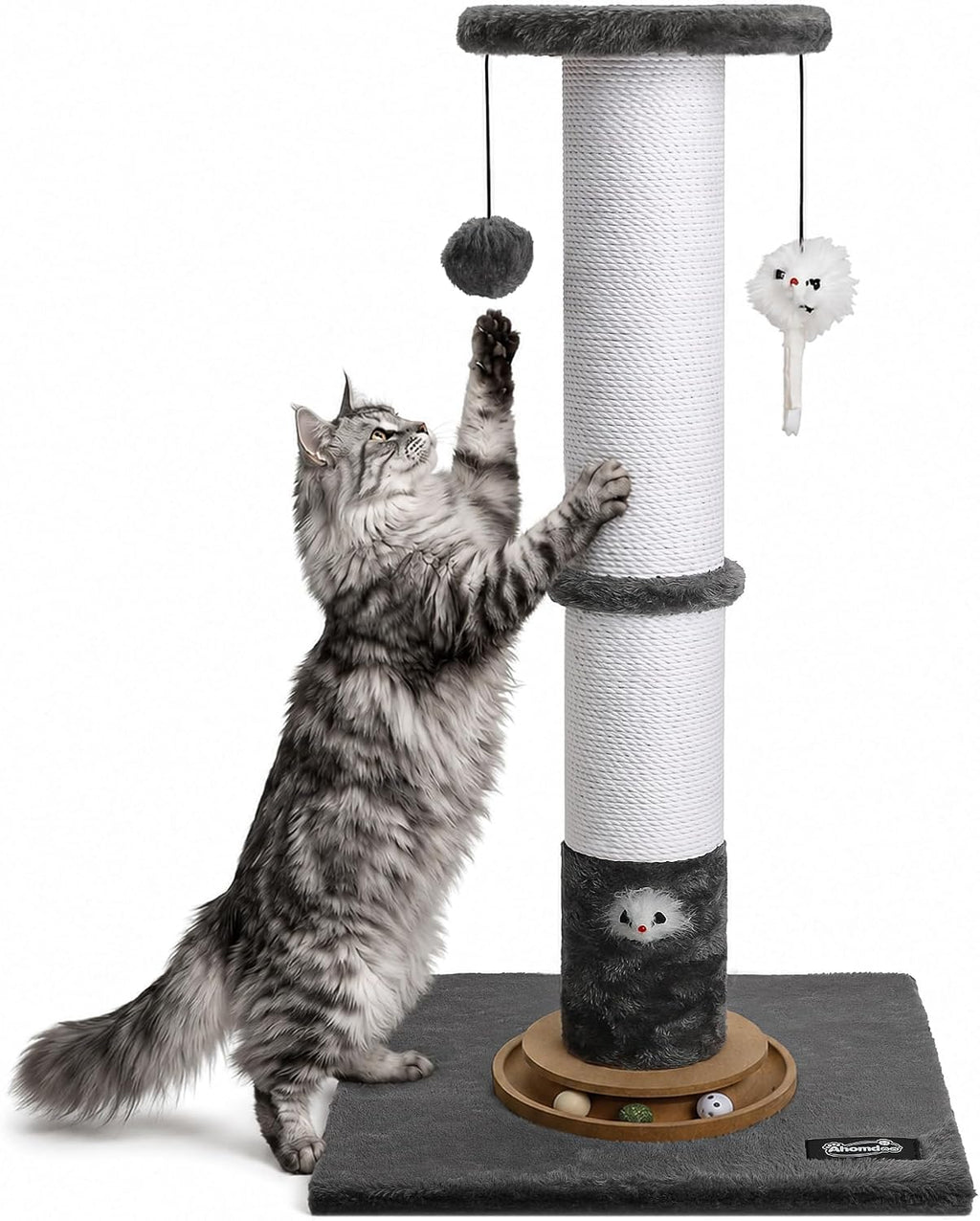 35-Inch Tall Cat Scratching Post, Stable Base for Large Cats, Beige