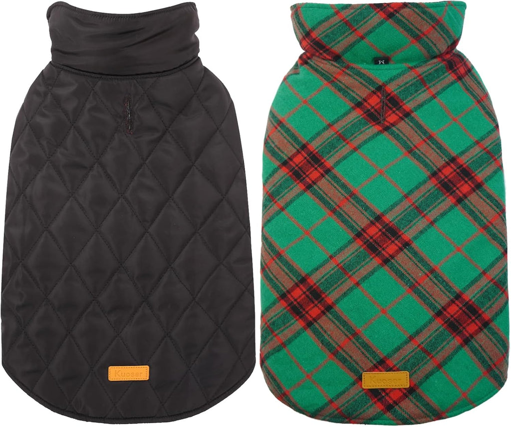Kuoser Waterproof Dog Coat, Warm Reversible Dog Jacket with Leash Hole