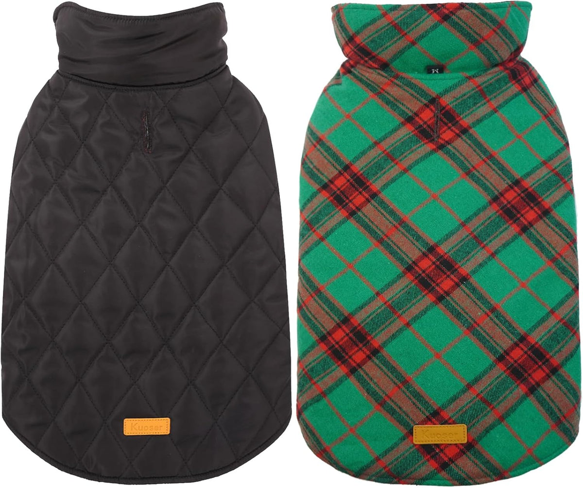 Kuoser Waterproof Dog Coat, Warm Reversible Dog Jacket with Leash Hole