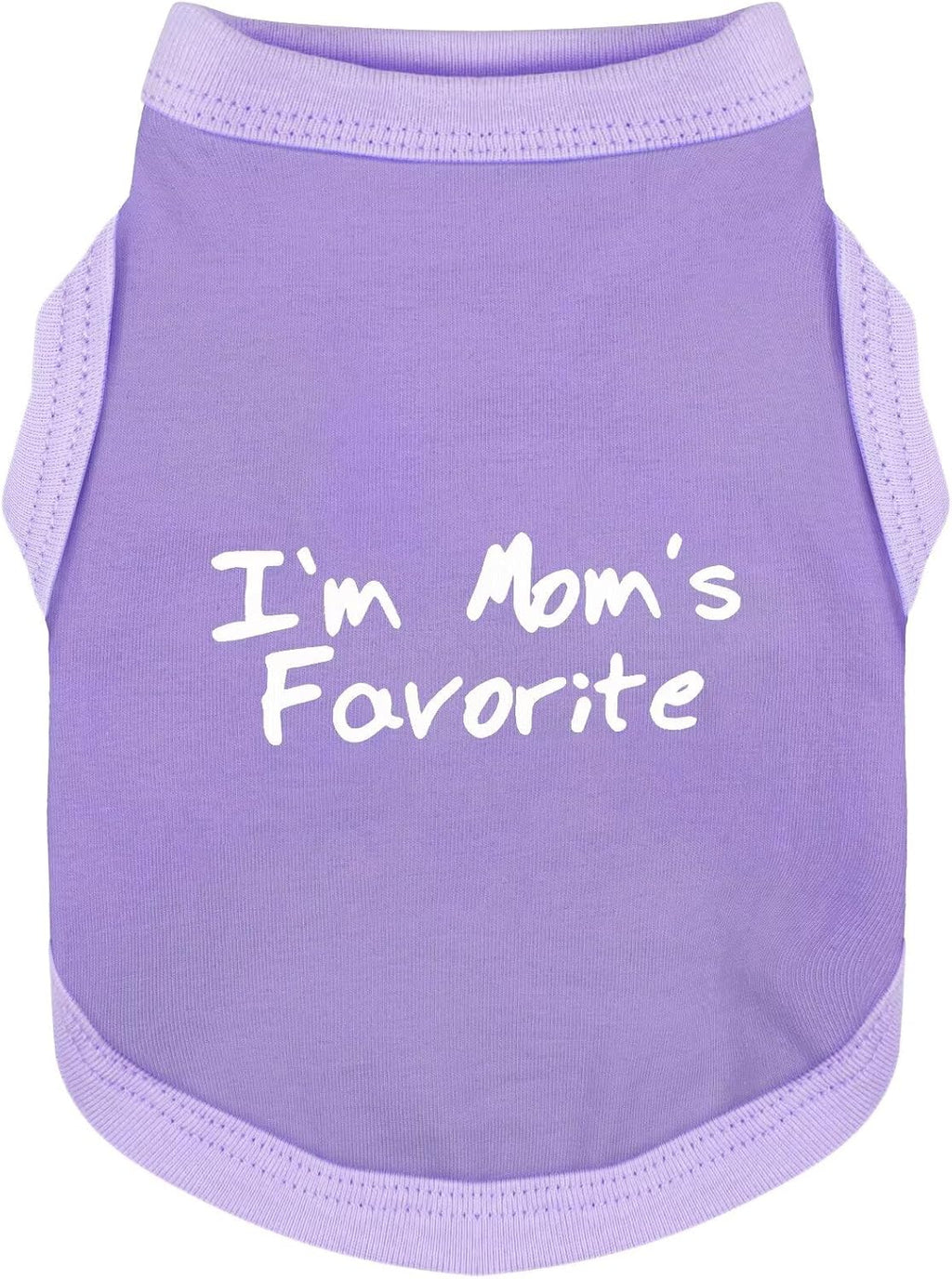 Cozy Sleeveless Canine Wear Dog Clothes, Soft, Lightweight, and Breathable Cotton Dog Shirt with I'm Mom's Favorite Prin
