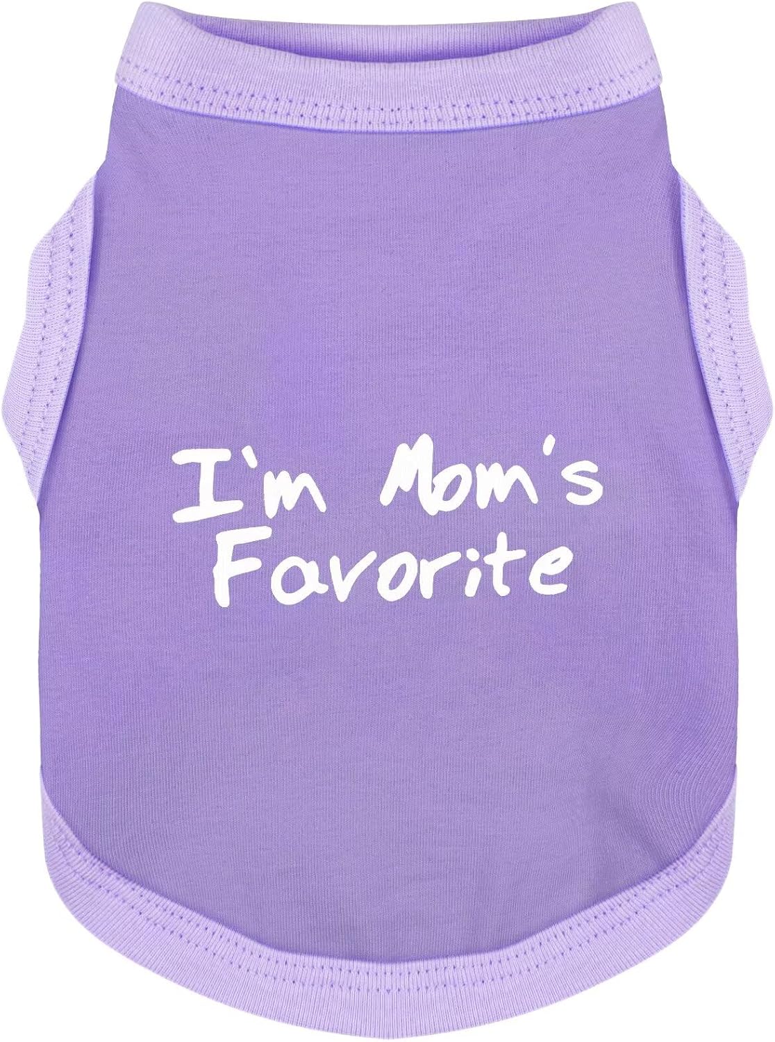 Cozy Sleeveless Canine Wear Dog Clothes, Soft, Lightweight, and Breathable Cotton Dog Shirt with I'm Mom's Favorite Prin