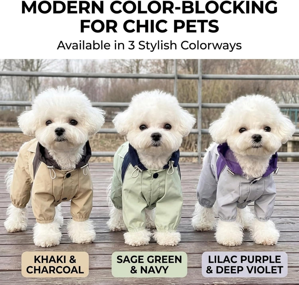 Pet Waterproof Raincoat Four-Legged Windproof Dog Jacket Hooded Jumpsuit for Small Medium Pets (Green,S)