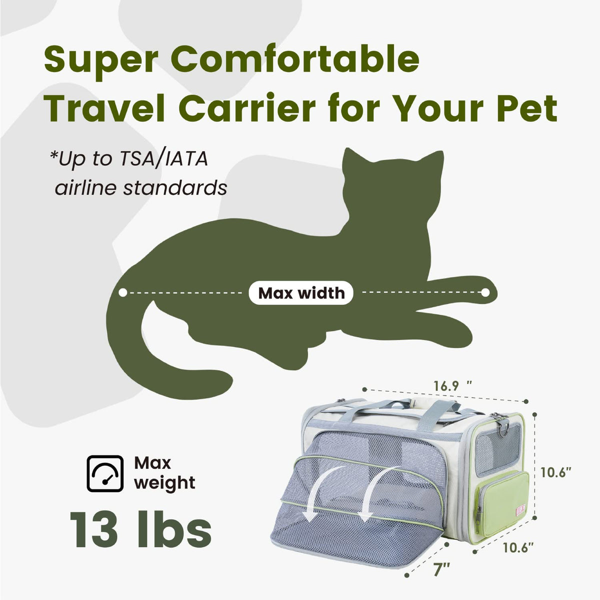 Pawaii Cat Carrier Airline Approved Expandable Breathable Safety Leash