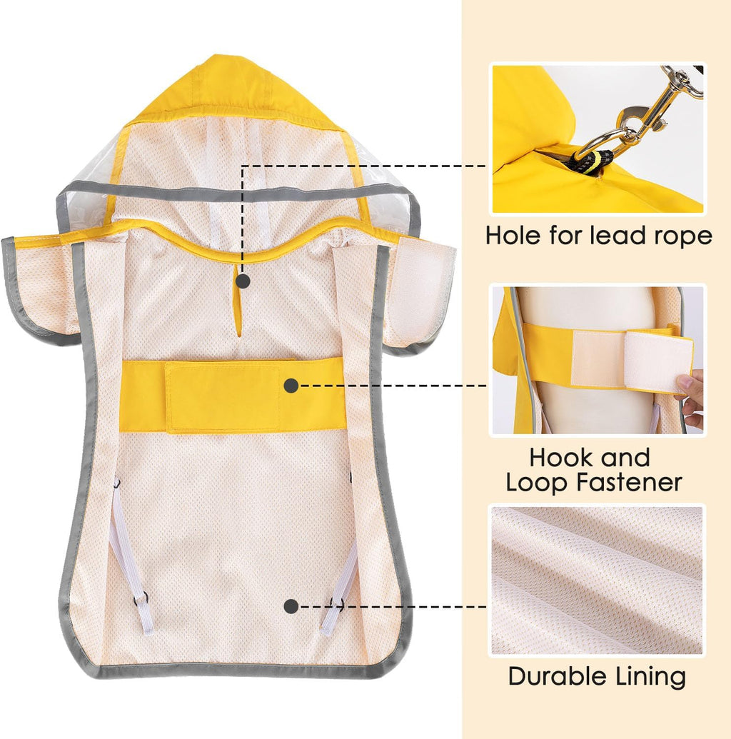 SlowTon Dog Raincoat, Waterproof Dog Rain Jacket with Clear Hooded, Y XL