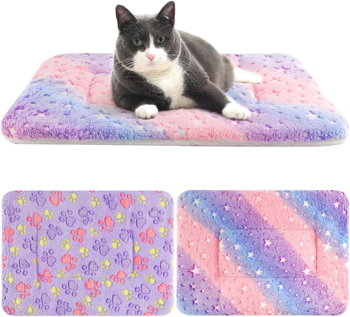 2 Pack Cat Blanket for Indoor Cat, Warm Calming Kitten Beds