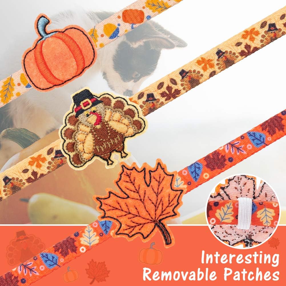 PUPTECK Fall Thanksgiving Cat Collar Breakaway with Bells, Kitten Outfit