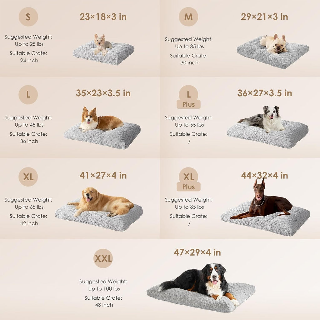 EHEYCIGA Washable XL Dog Beds Large Sized Dog, 41x27 Inch Pet Bed, Grey