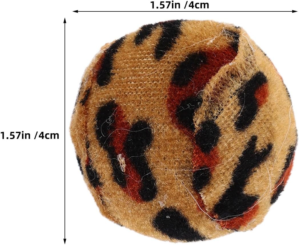 12pcs Leopard Print Cat Play Ball Soft Fabric 1.57 Inch Chew Balls