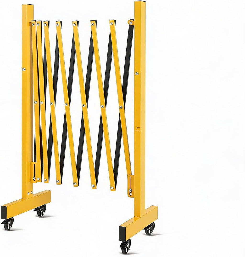 IDEALHOUSE 11FT Expandable Metal Safety Barricade Gate with Wheels