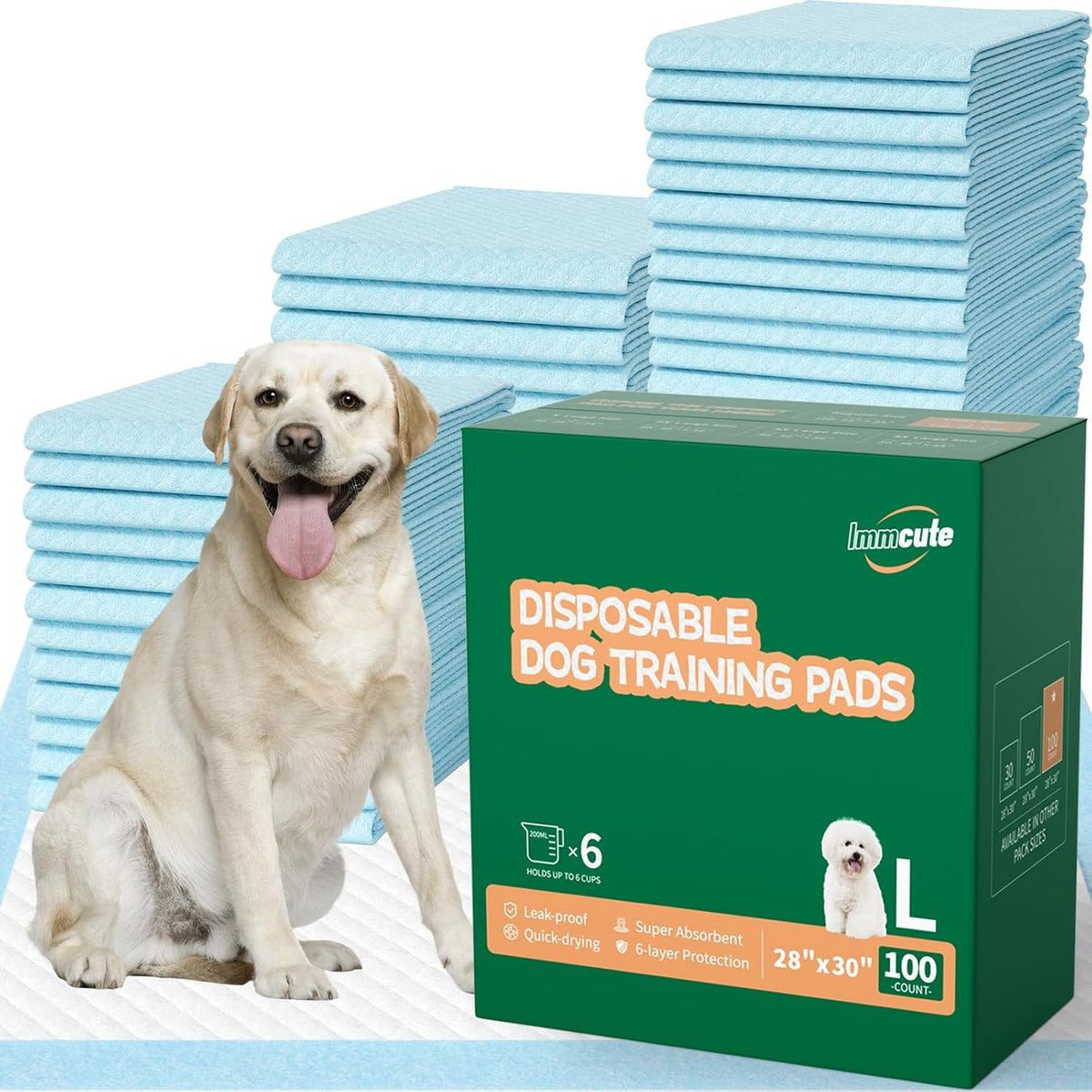 100 Count Large Dog & Cat Puppy Pee Pads - 28"x30" Absorbent Potty Training Pads | Leakproof Quick-Dry Disposable Pet Pa