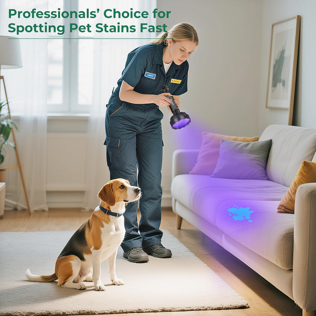 UV Black Light for Pet Urine Detection 128LED for Cat and Dog Urine Stains Carpet Furniture Floor and Home Cleaning