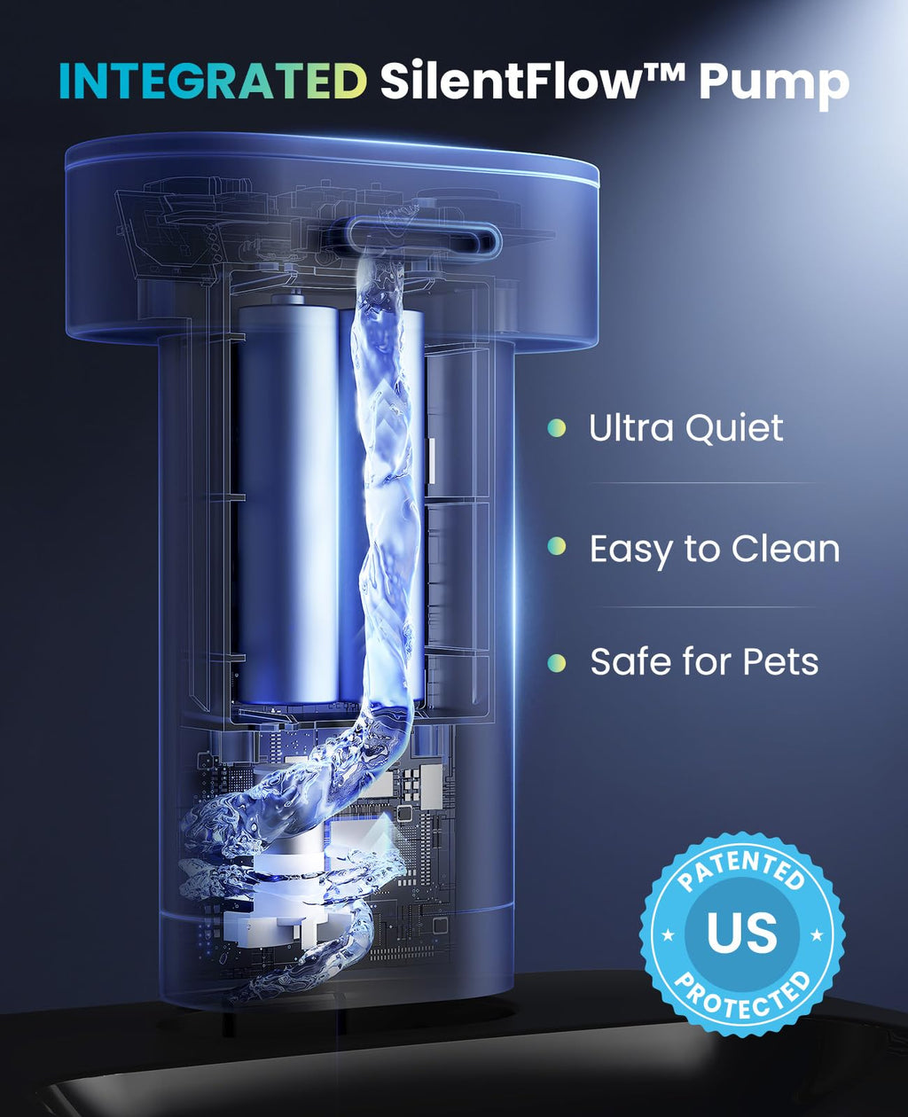 oneisall 2.2L/74oz Wireless Cat Water Fountain