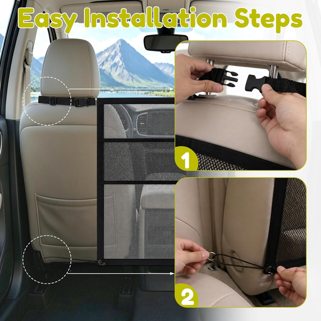 XIHIRCD Dog Car Barrier Net, Backseat Pet Divider for SUV & Truck (Black)