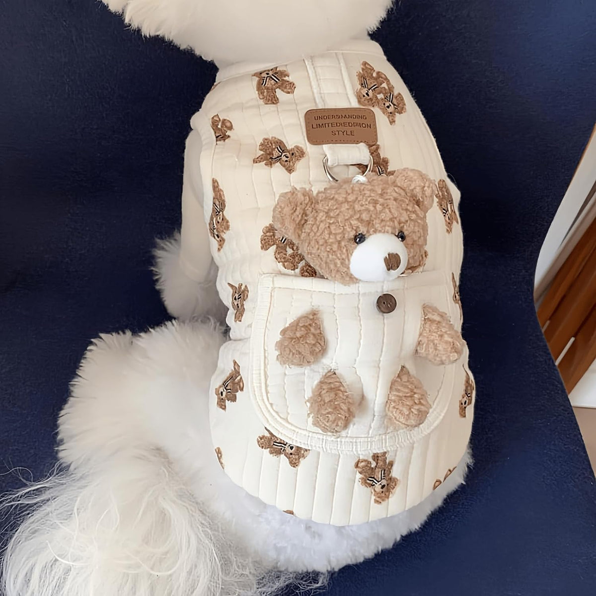 Dog Vest with 3D Plush Teddy Bear Pocket, 2-Pack，S (2.2-4.4lbs)
