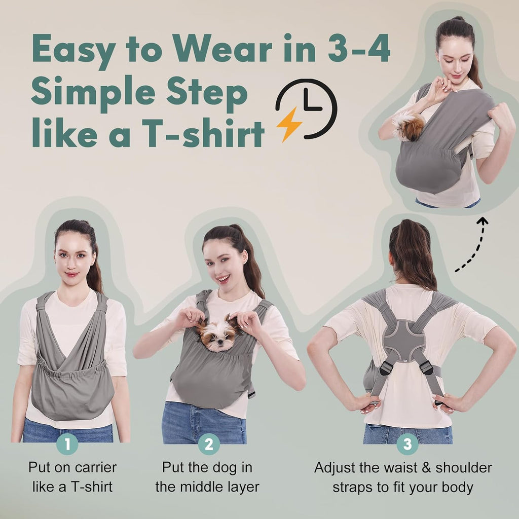 Supet Dog Sling Carrier for Small Pet, Adjustable Hands Free Front Backpack
