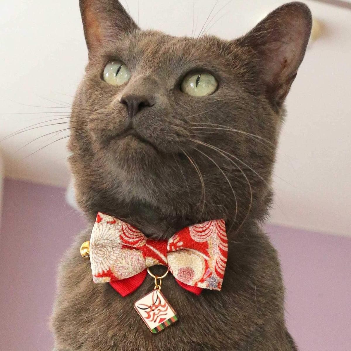Necoichi Kabuki Charm Bow Tie Cat Collar (Red)