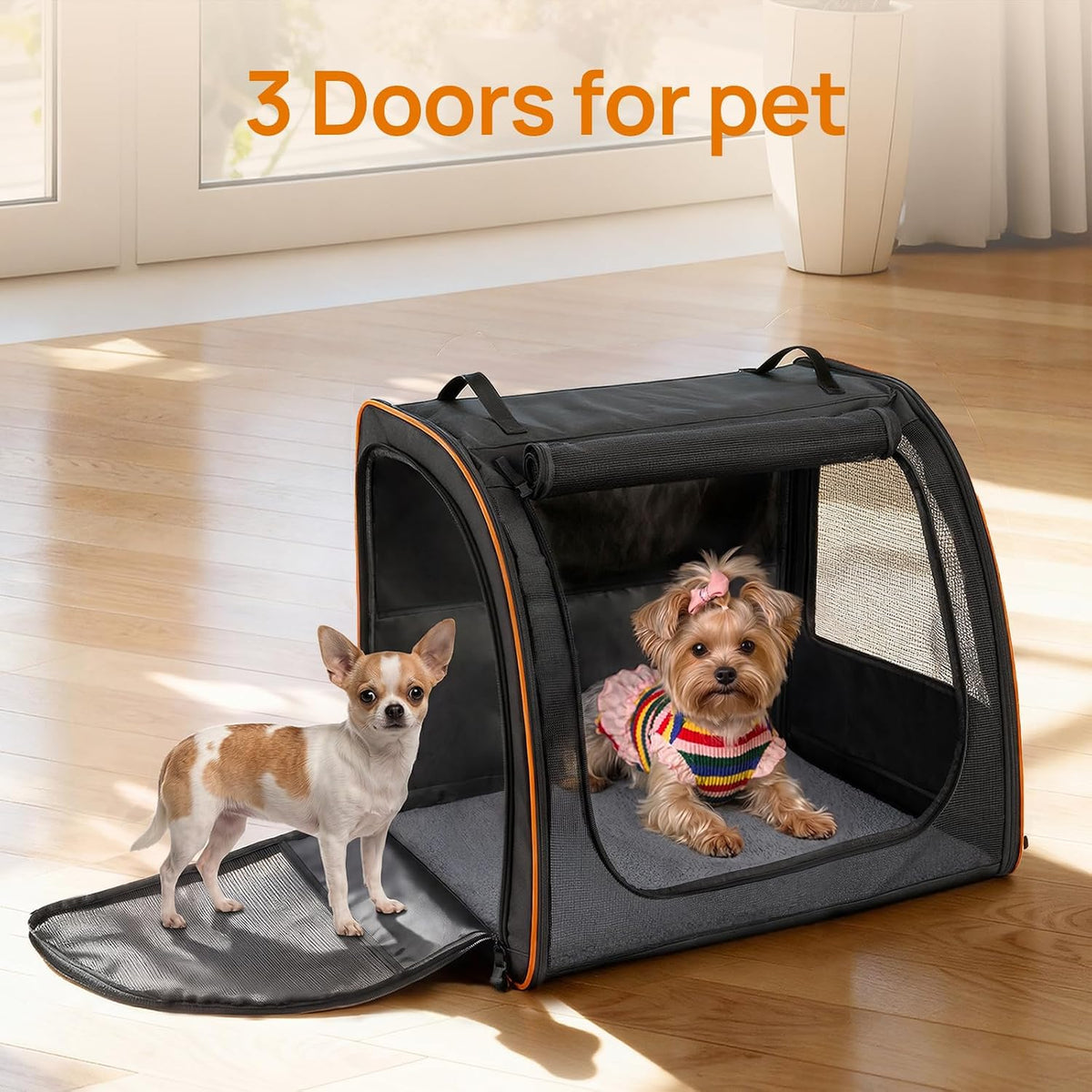 Dog Car Seat, Enclosed Carrier for Pets Travel Safety Dog Crate Soft-Sided Covered Car Kennel Carrier for Backseat for M