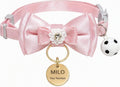 Custom Cat Collar with Name & Bell for Kitten, Breakaway Safety Buckle Pink