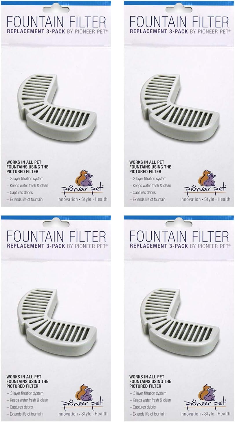 Pioneer Pet Replacement Filters for Ceramic & Stainless Steel Fountains, Raindrop Filters (3 Filters),White