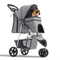 Magshion 3-Wheel Pet Stroller for Small/Medium Dogs Cats, Up to 33lbs, Gray
