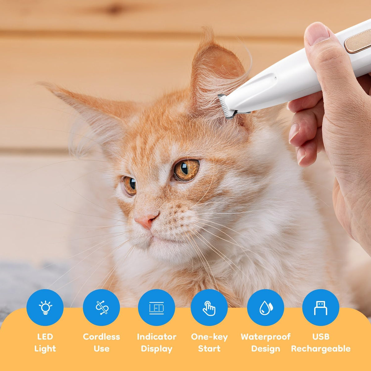 Mcbazel Pet Micro Precision Trimmer, Multifunctional Pet Hair Trimmer Waterproof Rechargeable Shaver with LED Light for 