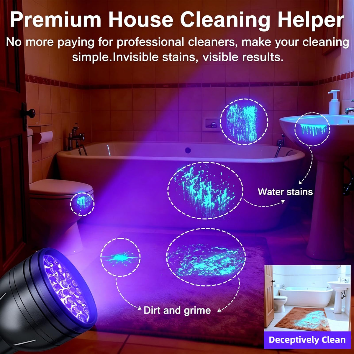 Vansky UV Light Stain Detector: 51 LED Black Light Finds Hidden Pet Urine