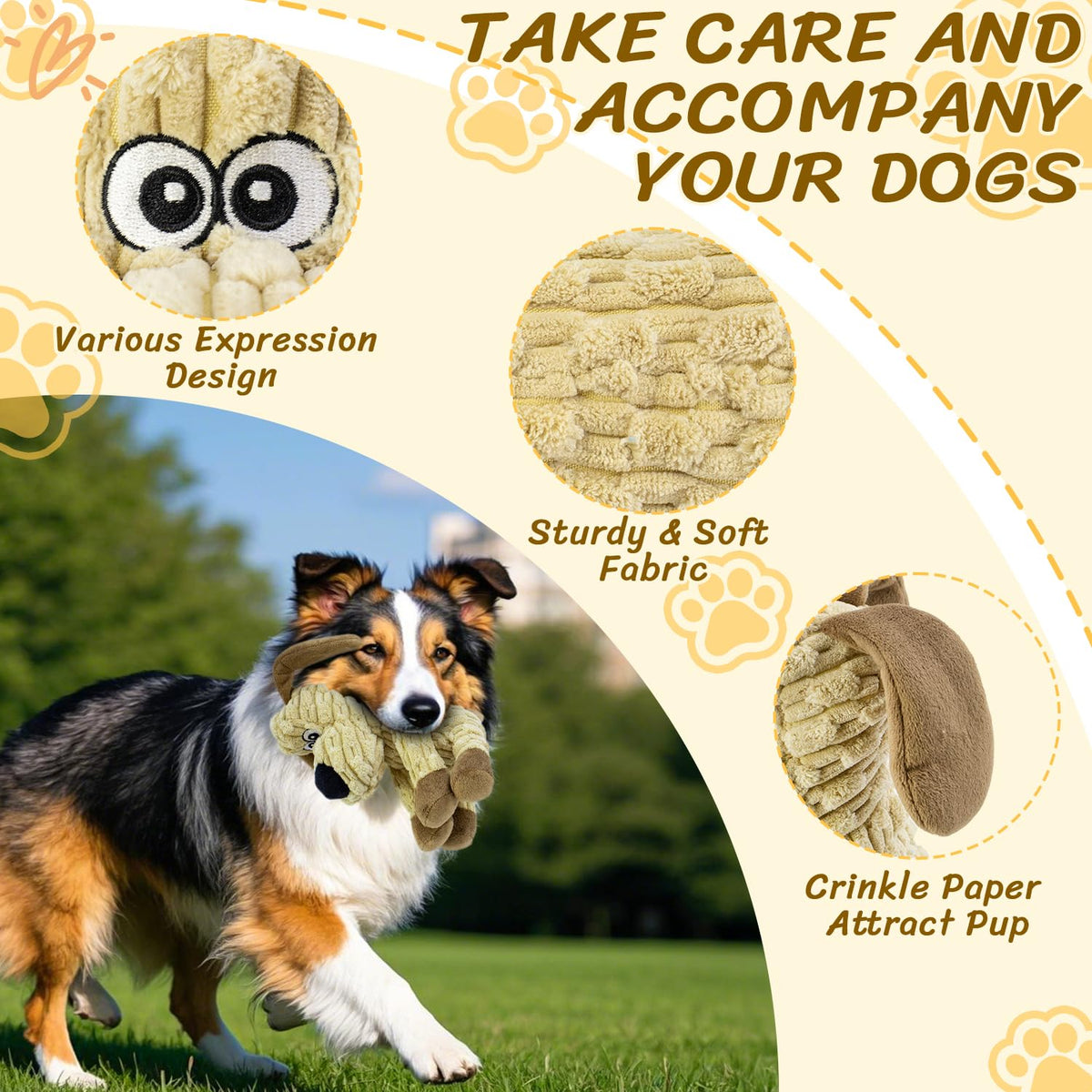 MeetYooo Squeaky Stuffed Dog Toys, Chew Dog for Large Medium Small Breeds