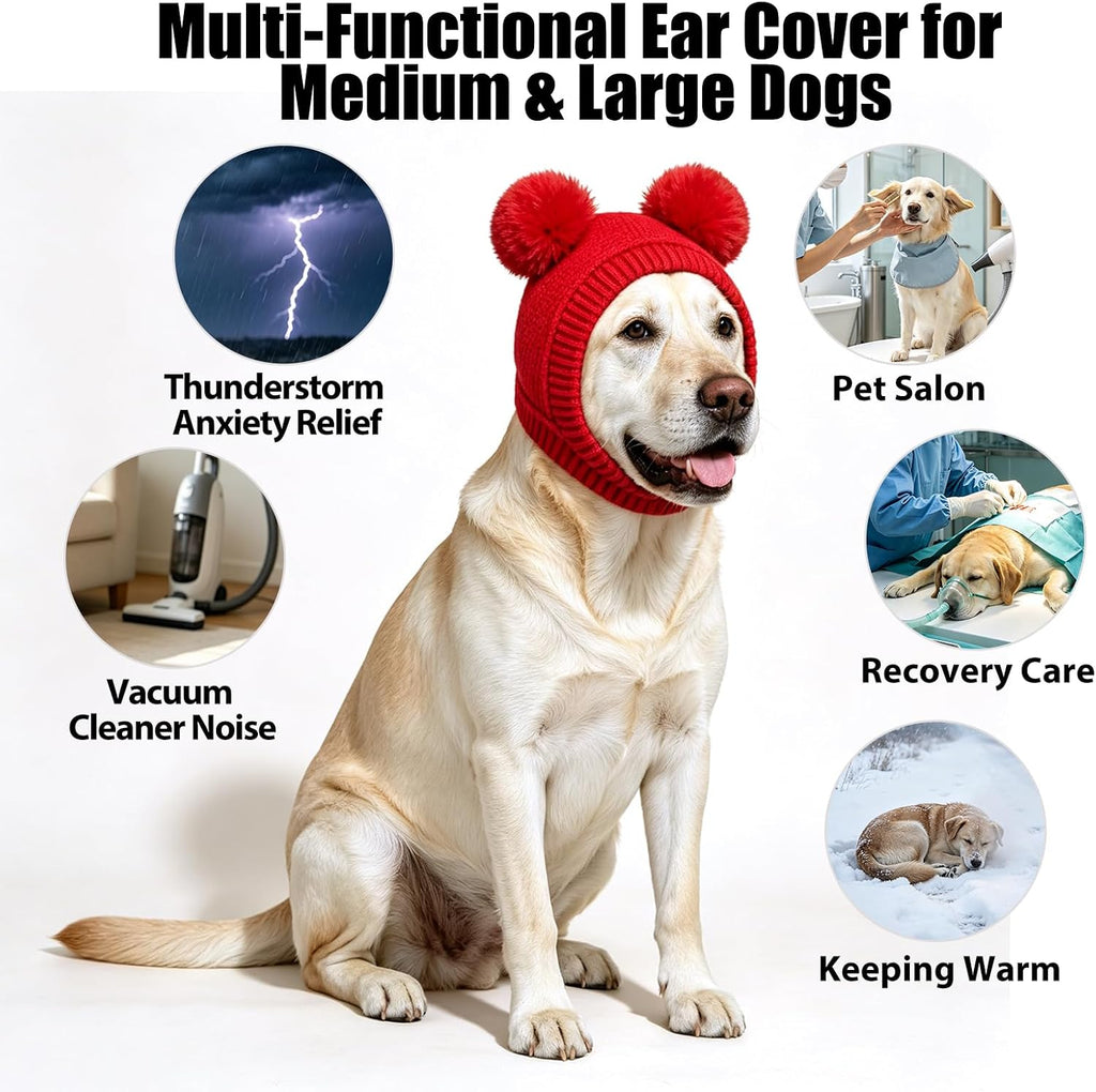 Dog Winter Knitted Hats Ear Muffs Noise Protection for Large Dogs