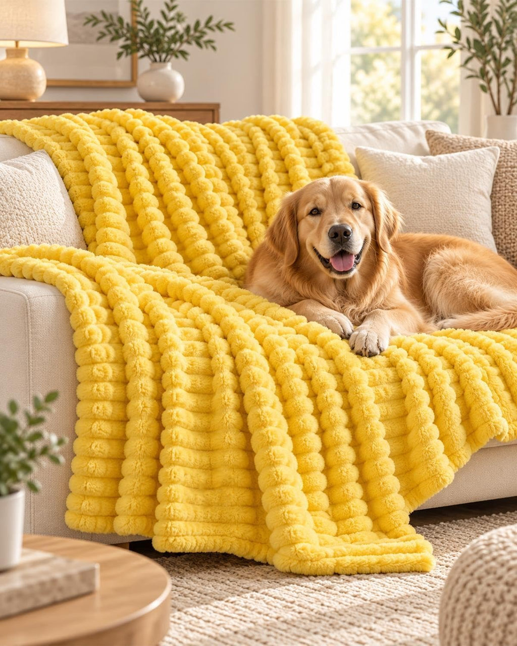 Yellow Dog Blanket Emotional Support for Dogs, Weighted Blanket for Anxiety