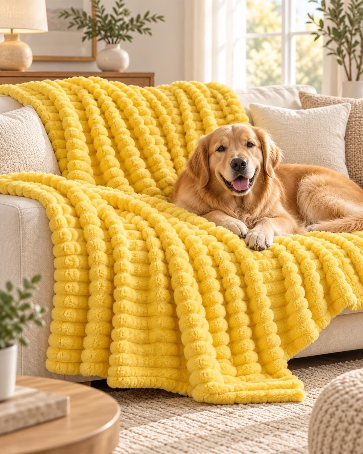 Yellow Dog Blanket Emotional Support for Dogs, Weighted Blanket for Anxiety
