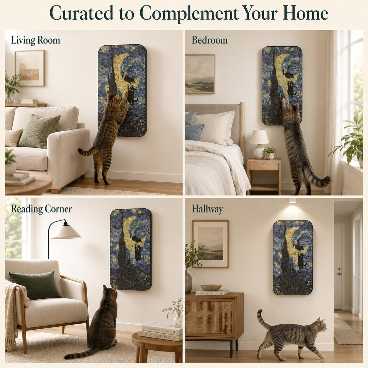 Cat Wall Scratcher, Art Cat Scratching Board for Indoor Cats
