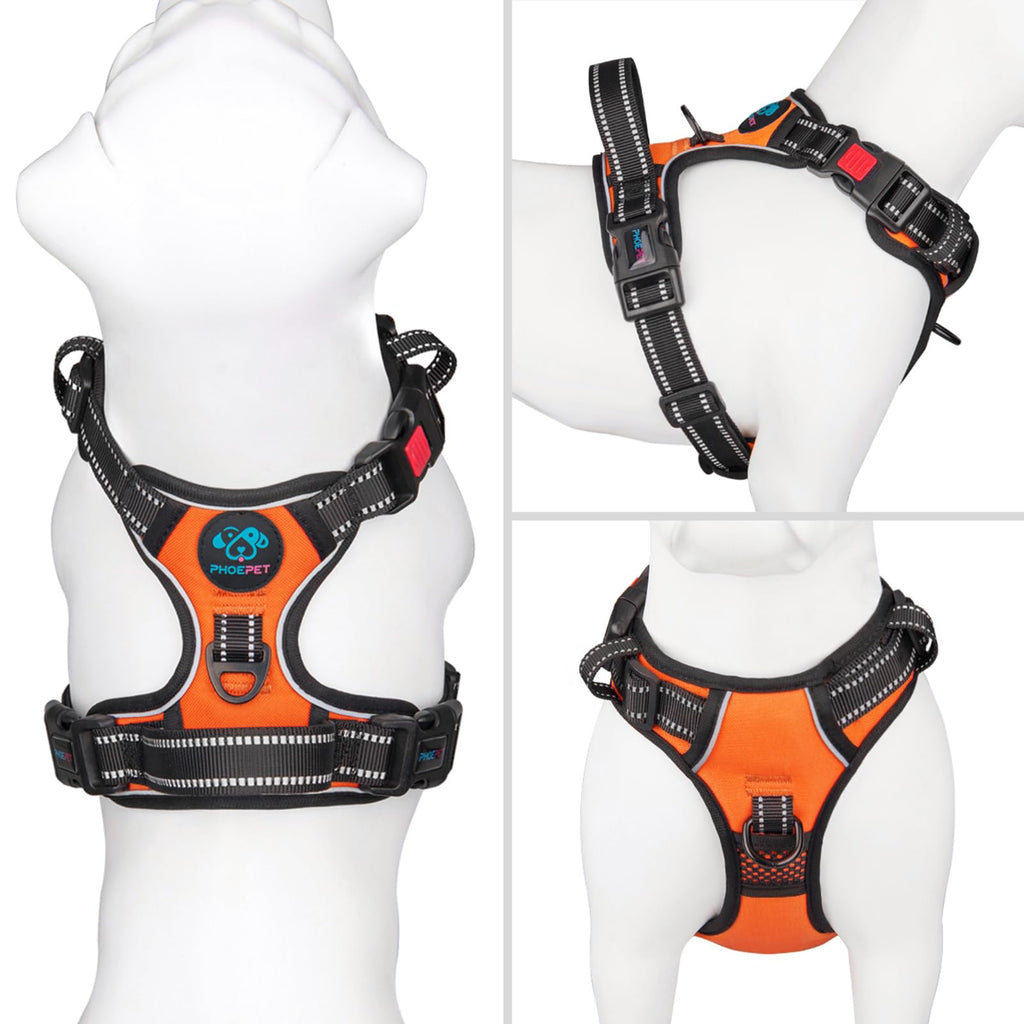 PHOEPET No Pull Dog Harness Medium Reflective Front Clip Vest with Handle