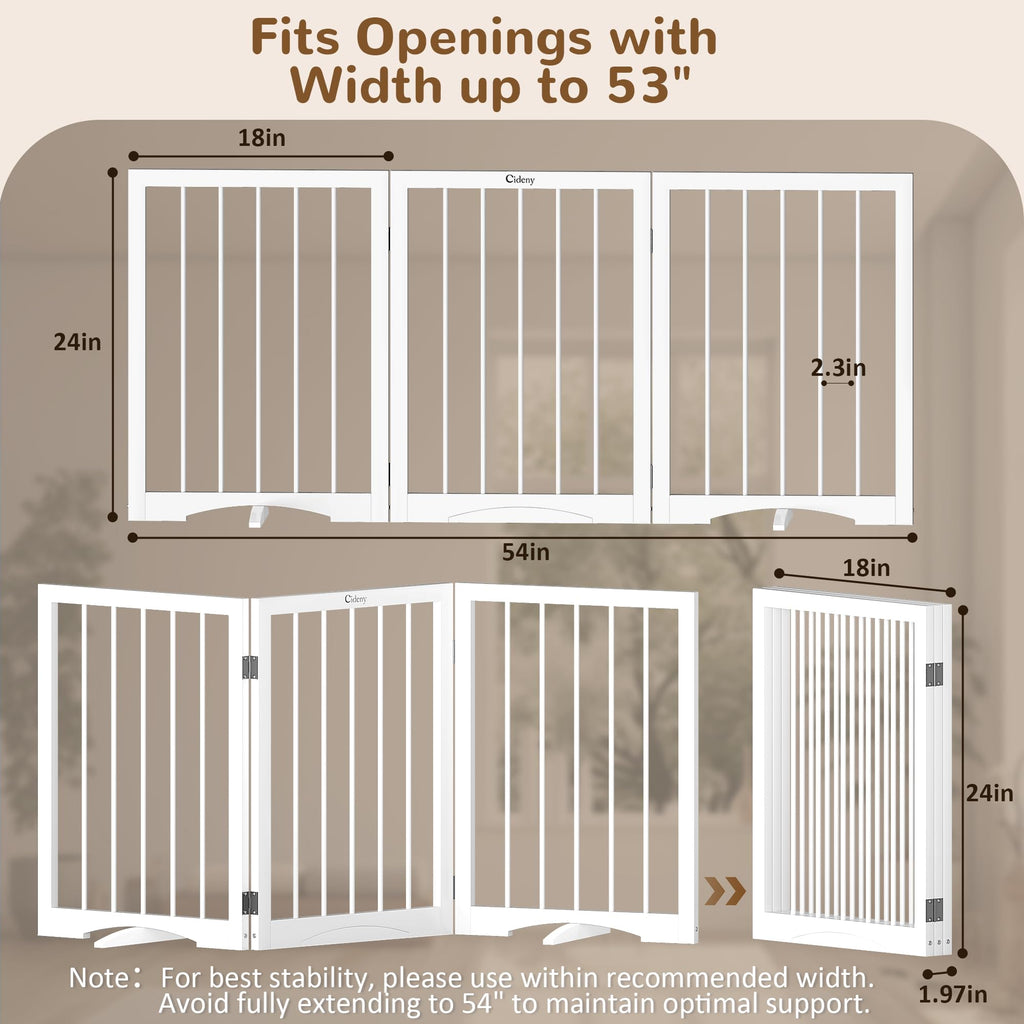 Cideny Free Standing Dog Gate Indoor, Foldable Dog Gate for Stairs Doorways