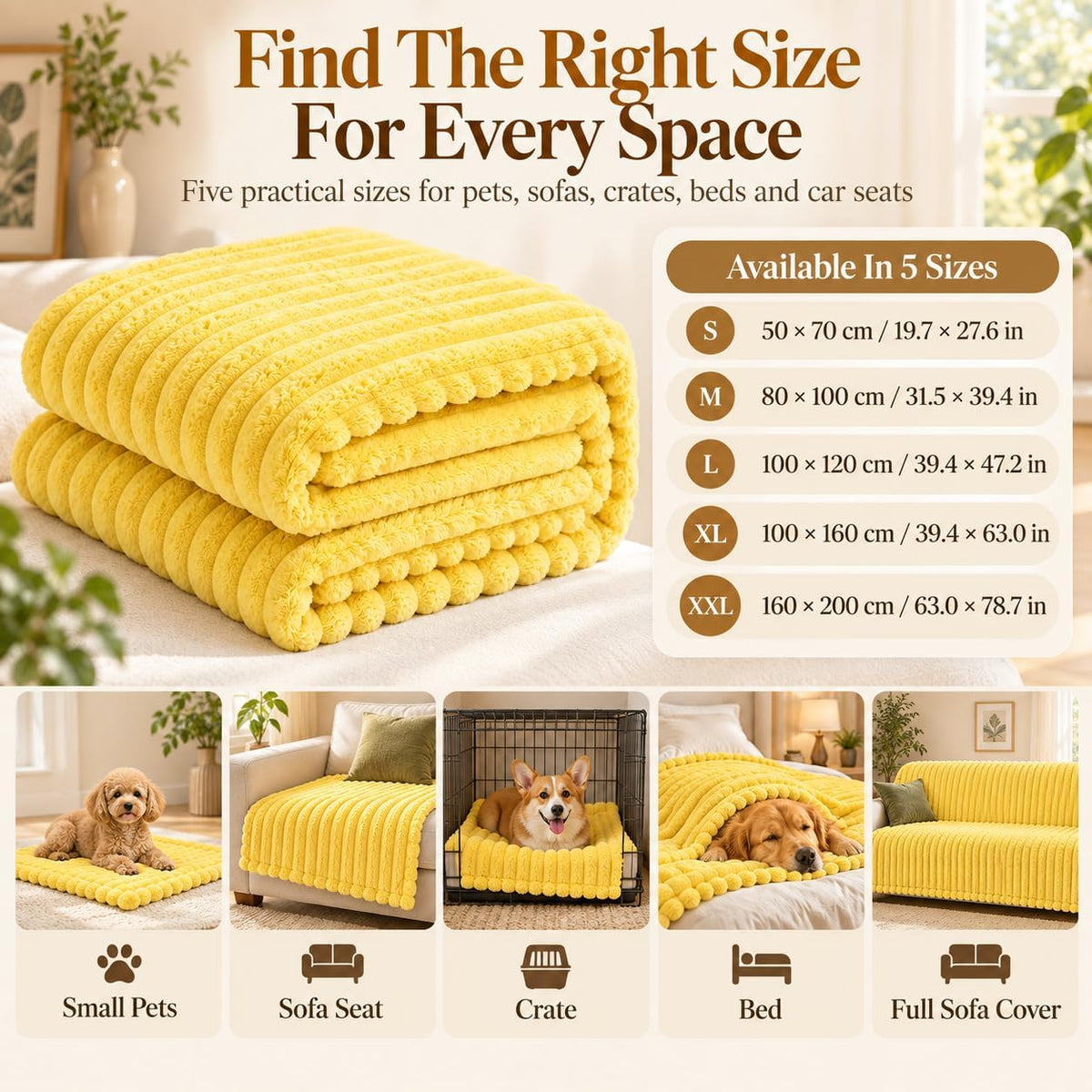 Yellow Dog Blanket Emotional Support Blanket for Dogs Soft Plush Washable