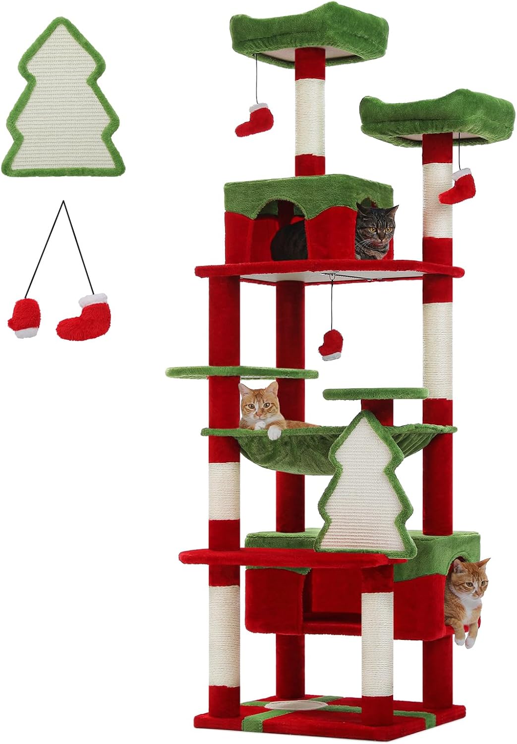 PAWZ Road Flower Cat Tree 72" Cat Tower with Condos&Hammock for Large Cats