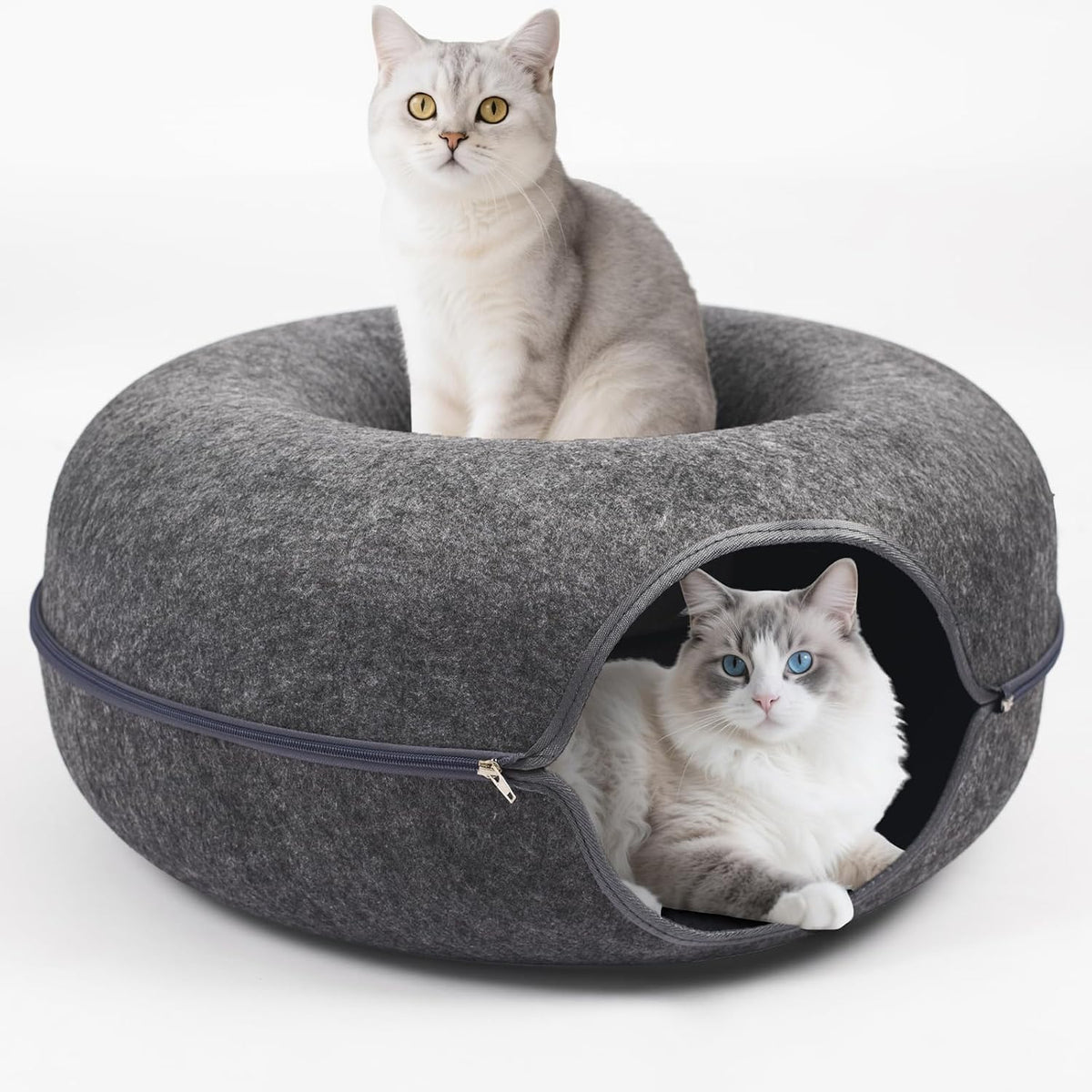 Large Peekaboo Cat Cave Donut Tunnel 24" for Indoor Cats