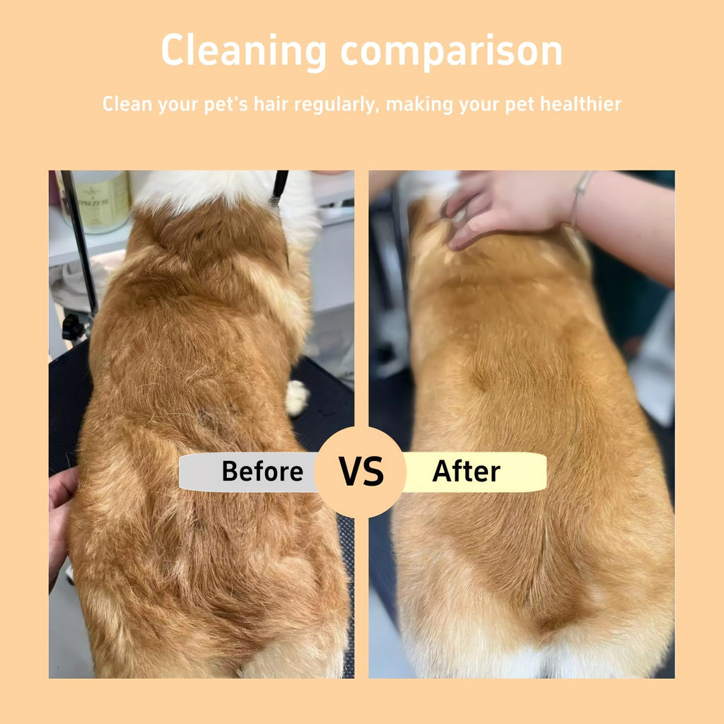 TemApex 2PCS Pet Comb for Dogs & Cats with Long & Short Stainless Steel Metal Teeth for Shedding and Tangles, Self-Clean