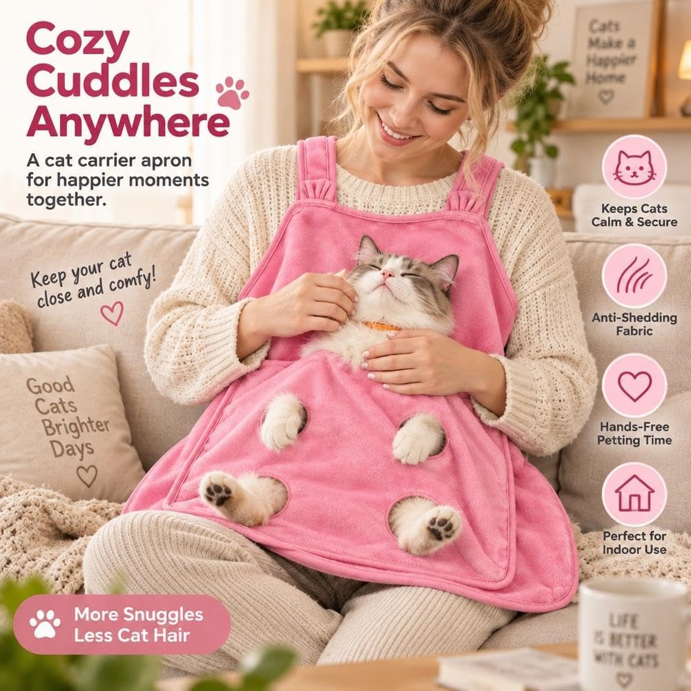 Hair Resistant Pet Cuddling Apron with Leg Holes for Holding Cats & Dogs