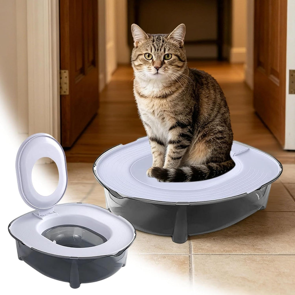 Cat Toilet Training Kit, Portable Litter Box with Flushable Design, Odor Control and Anti-Splash, Large Thickened Pp Mat